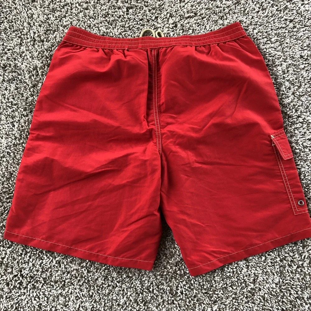 Polo Ralph Lauren Swim Trunks Mens Medium Red Board Lined Pockets Beach Resort